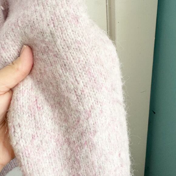 Ann Taylor Wool Blend Mock Neck Fuzzy Sweater Pink Preppy Lagenlook Feminine S - Picture 14 of 15